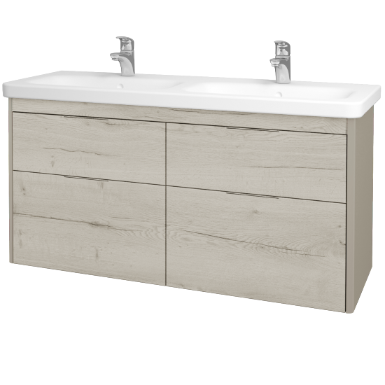 Badezimmerschrank TORO SZZ4 130  - L04 Taupe Lack Hochglanz - D28 Alberta