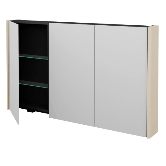 Badezimmer Spiegelschrank TORO GA3OE 130  - M19 Cream Lack matt