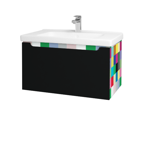 Waschtischunterschrank SMILE SZZ 80  - IND Individual - L17 Schwarz Lack Hochglanz