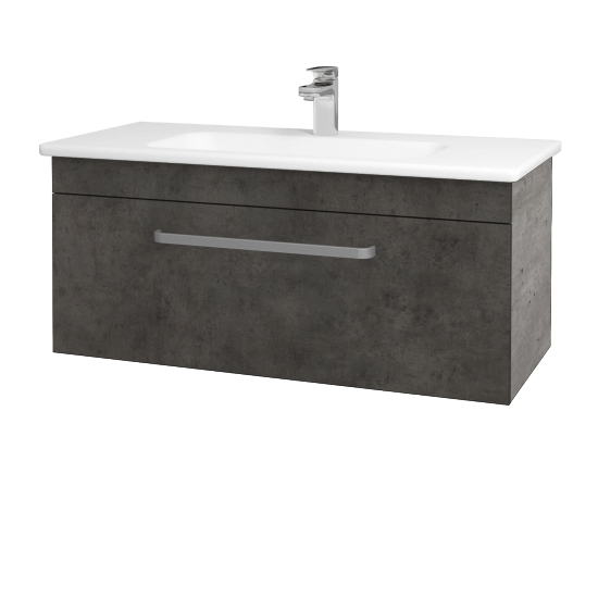 Badezimmerschrank LINEA SZZ 100  - D01 Beton - Griffes T01 - D16 Dark Beton