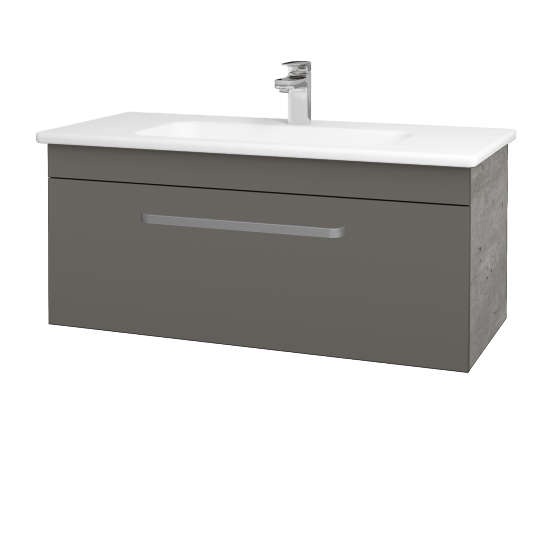 Badezimmerschrank LINEA SZZ 100  - D01 Beton - Griffes T01 - N06 Lava